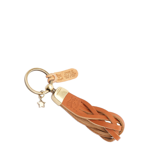 Saturnia | Keyring in leather color caramel