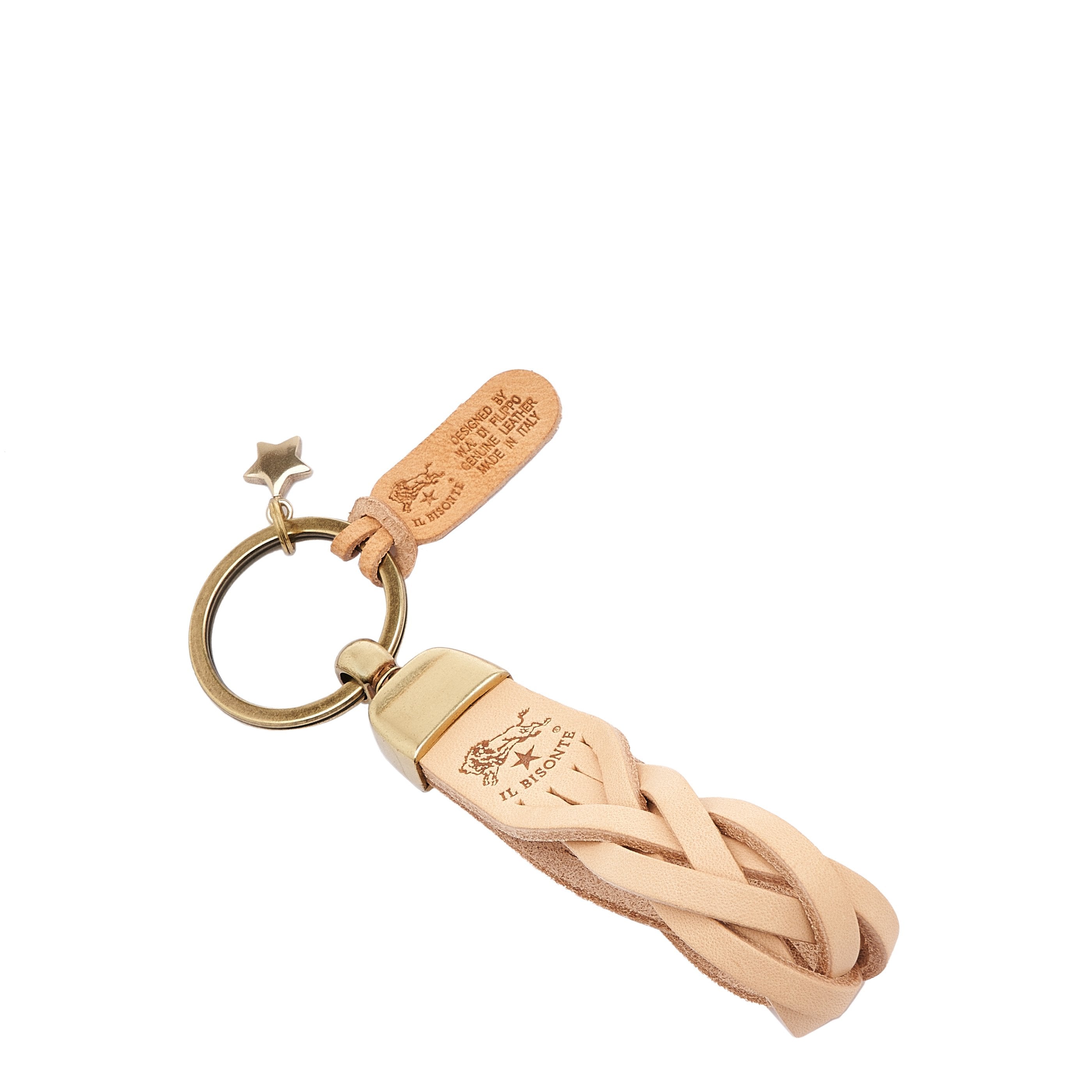 Saturnia | Keyring in leather color natural