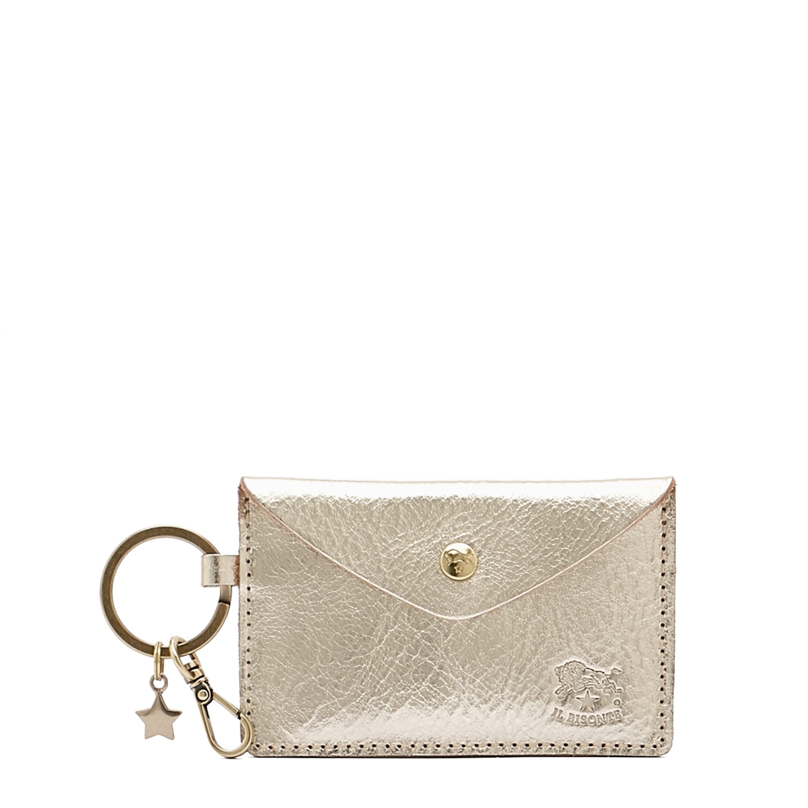 Scarlino | Women's keyring in metallic leather color metallic platinum ...