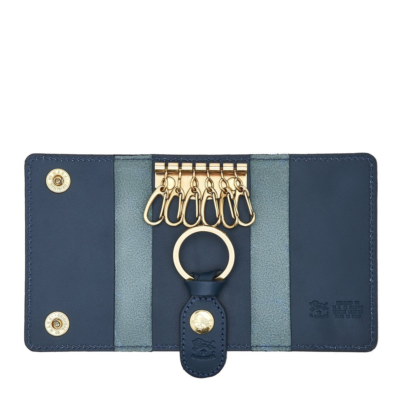 Porte clefs en cuir couleur bleu