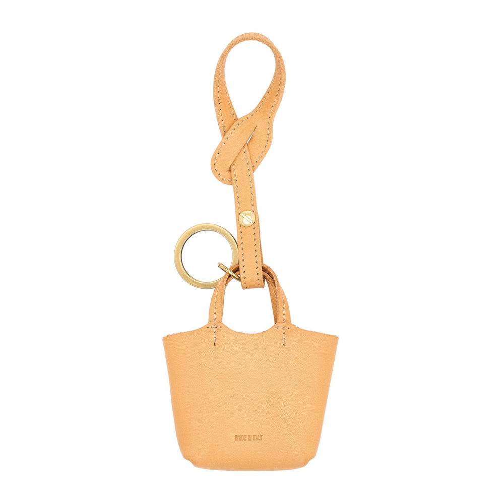 Mini | Women's keyring in leather color natural