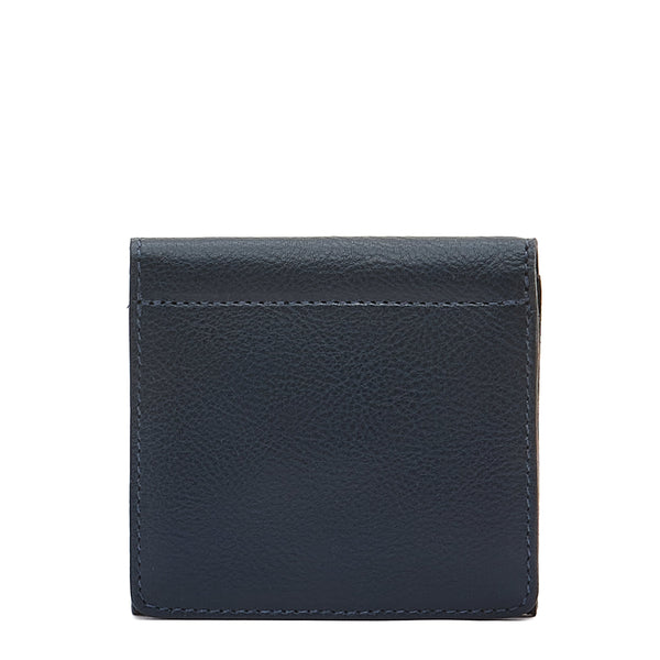 Wallet in calf leather color blue