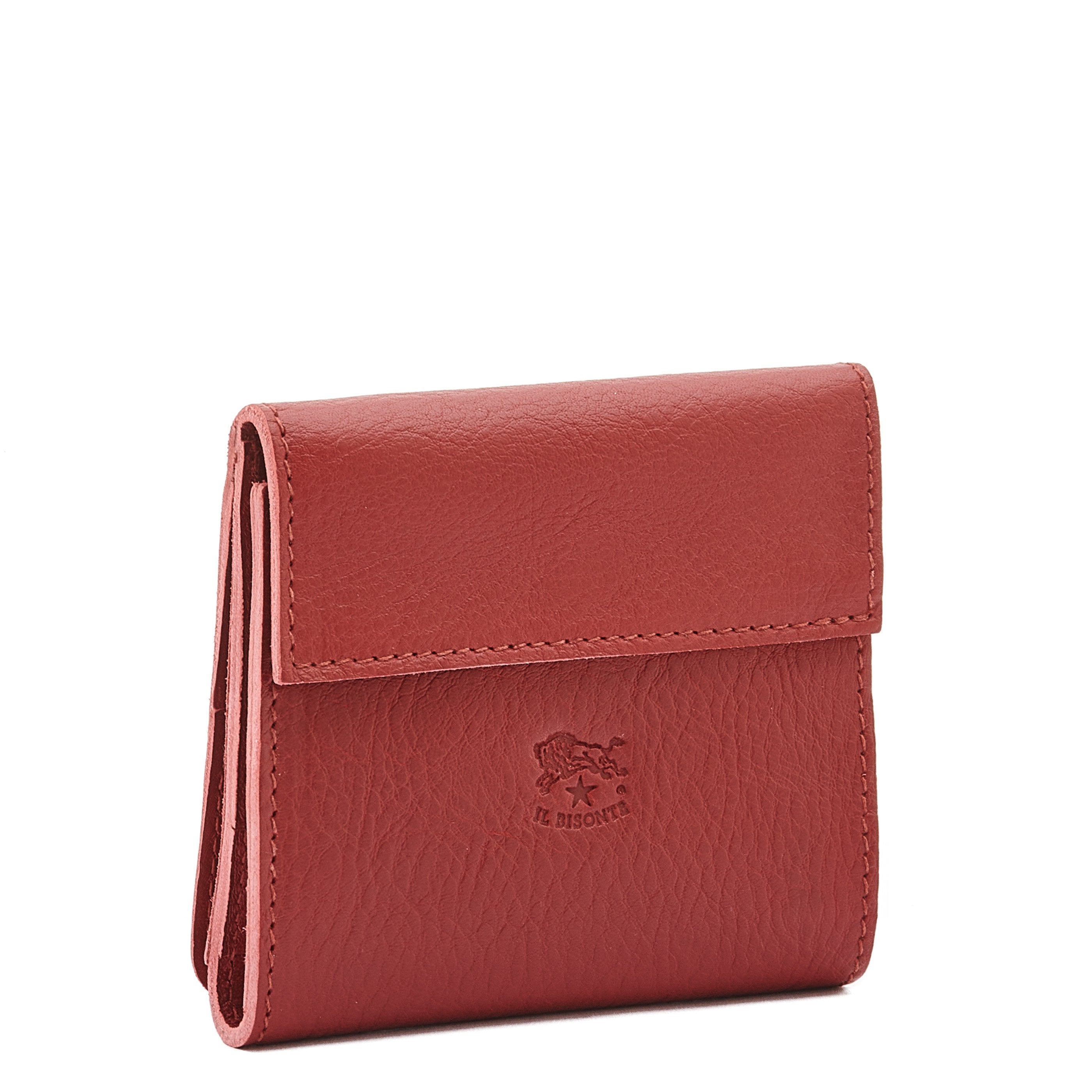 Wallet in calf leather color red