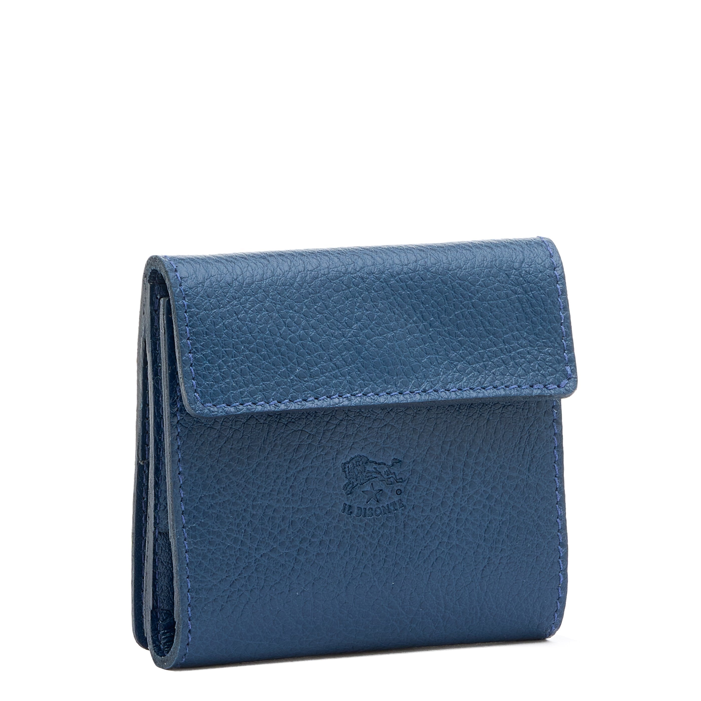 Portefeuille en cuir couleur bleu — 
side view
 — 2 of 4