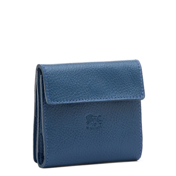 Wallet in leather color blue — 
side view
