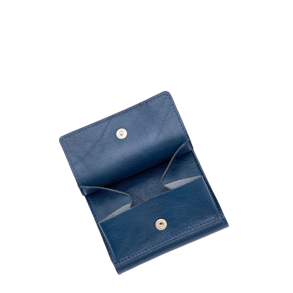 Wallet in leather color blue