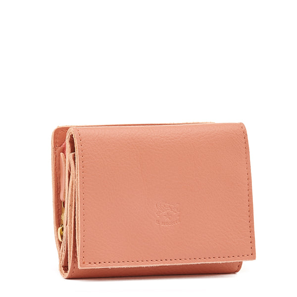 Wallet in leather color grapefruit