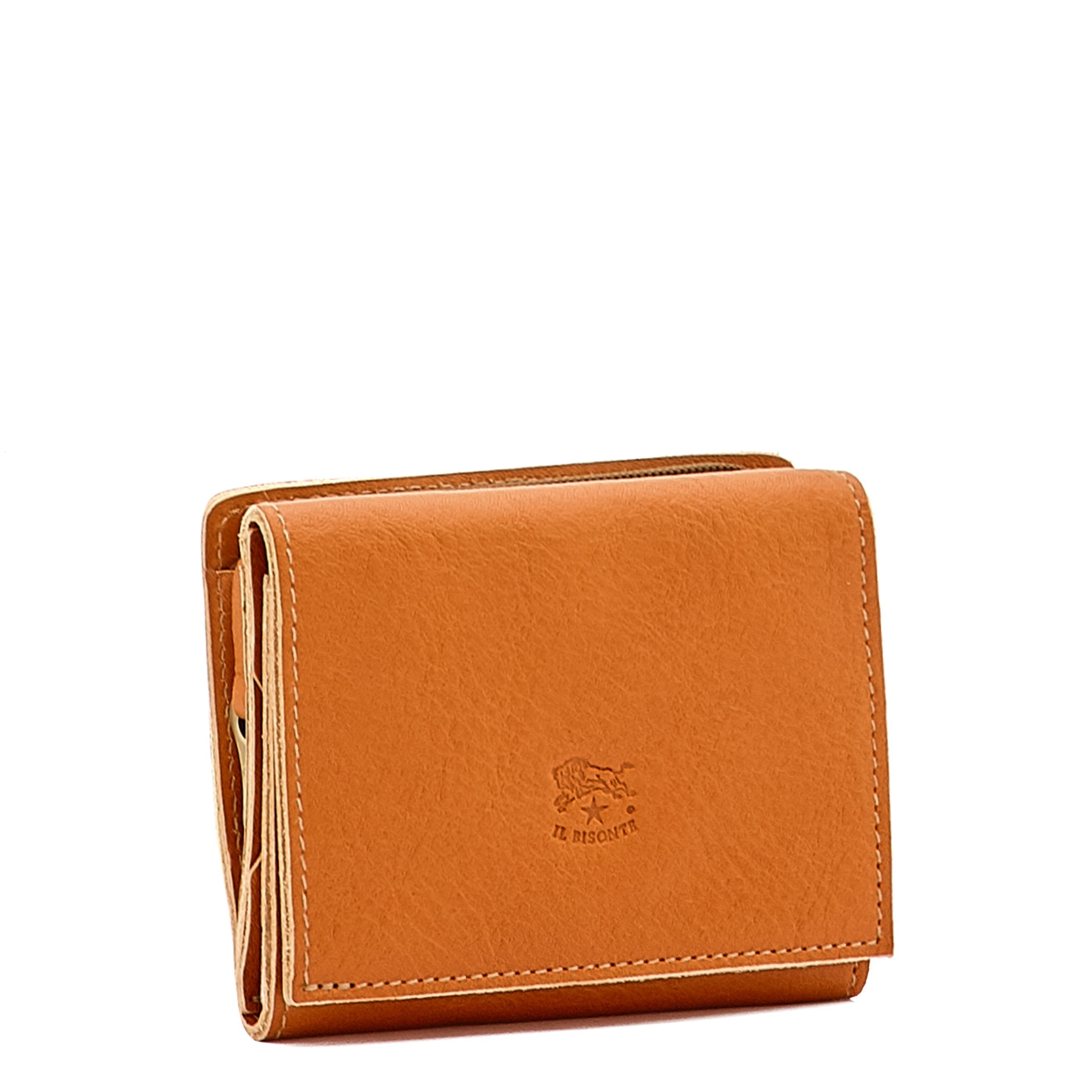 Wallet in calf leather color caramel