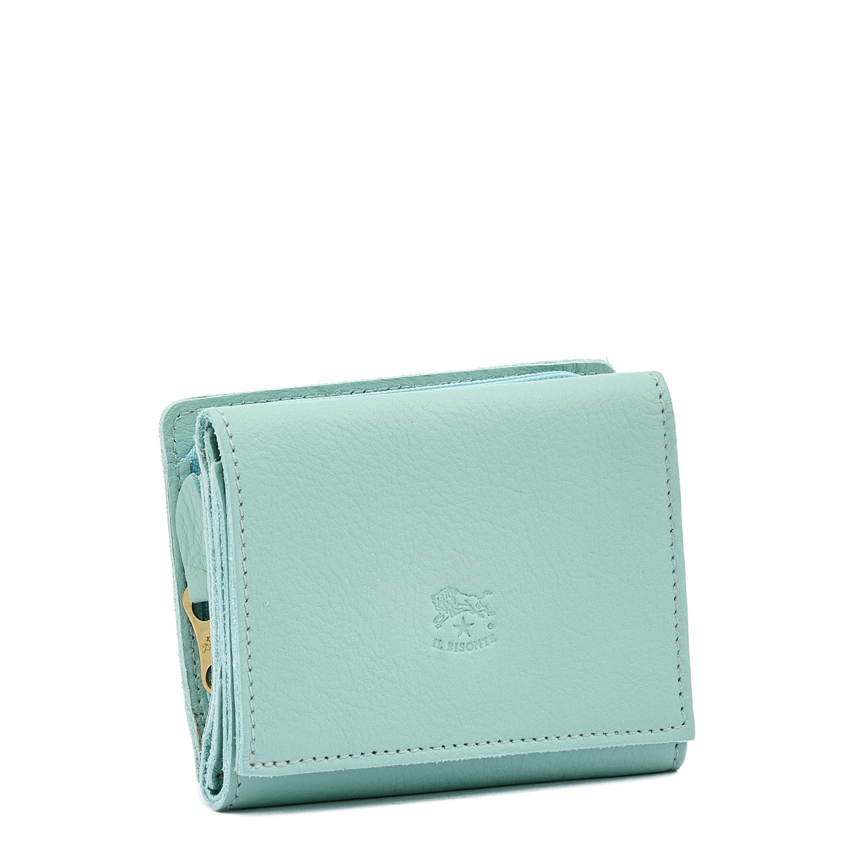 Wallet in leather color sky blue botticelli