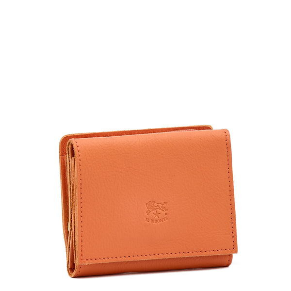 Wallet in leather color orange pontormo