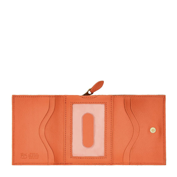 Wallet in leather color orange pontormo