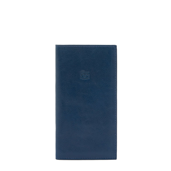 "Portafoglio in pelle colore blu"