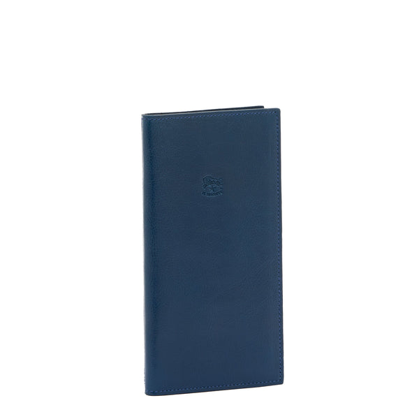 "Portafoglio in pelle colore blu"