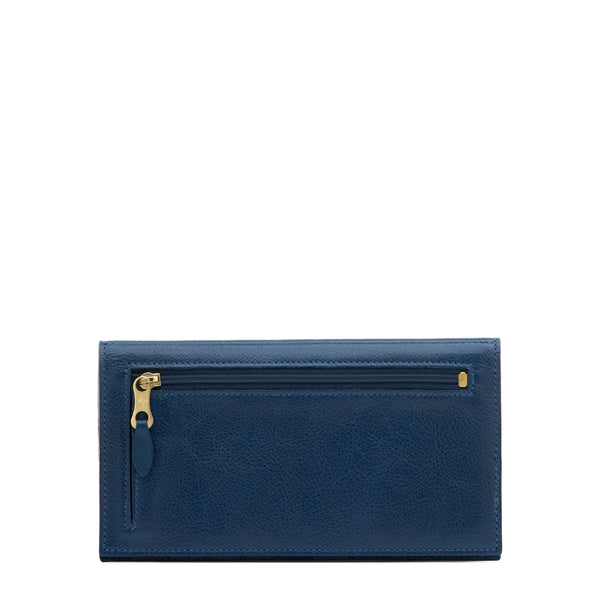 "Portafoglio in pelle colore blu"