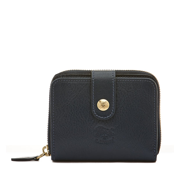 Women's wallet in calf leather color blue