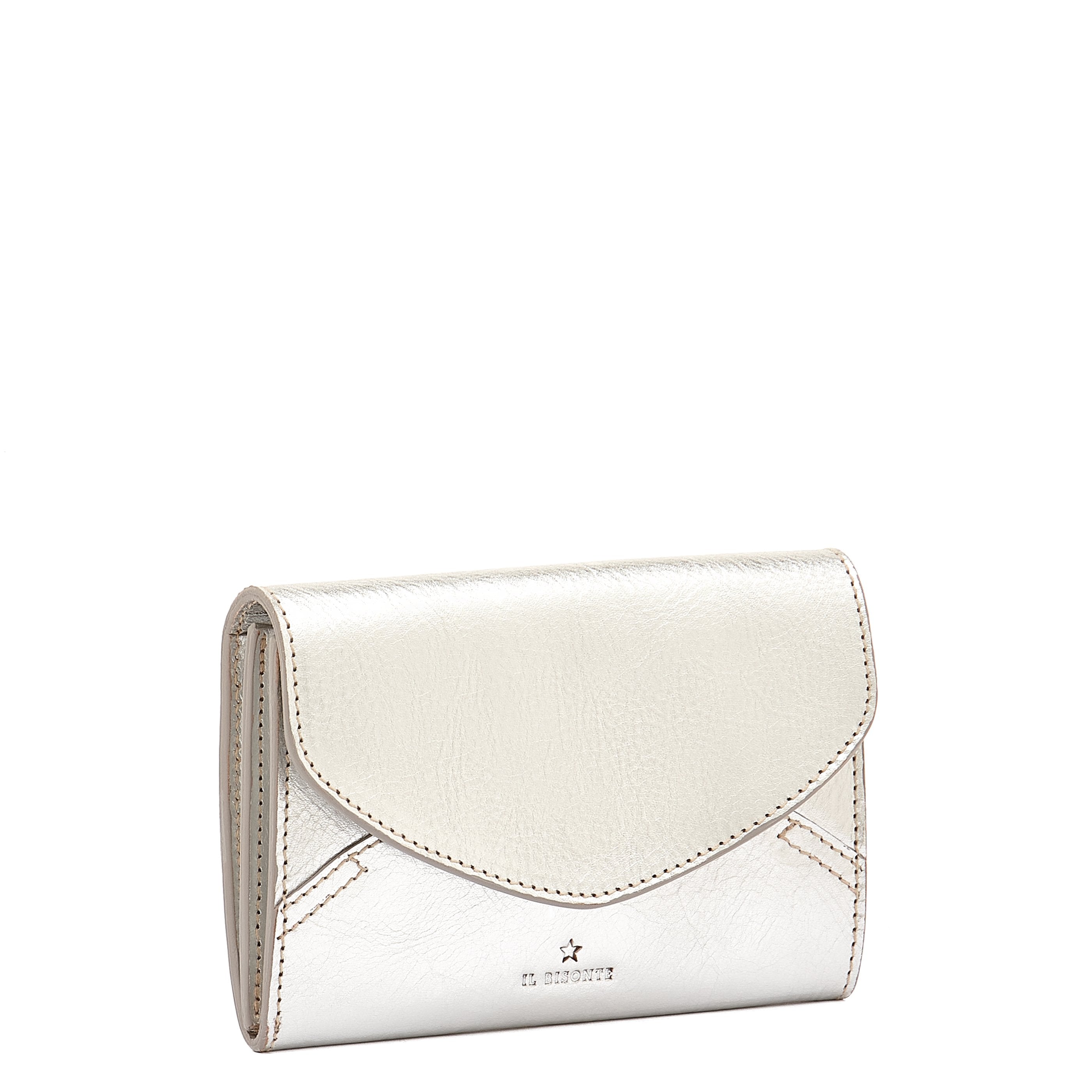 Esperia | Women's wallet in metallic leather color metallic silver