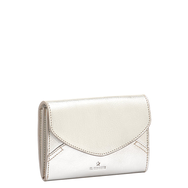 Esperia | Women's wallet in metallic leather color metallic silver