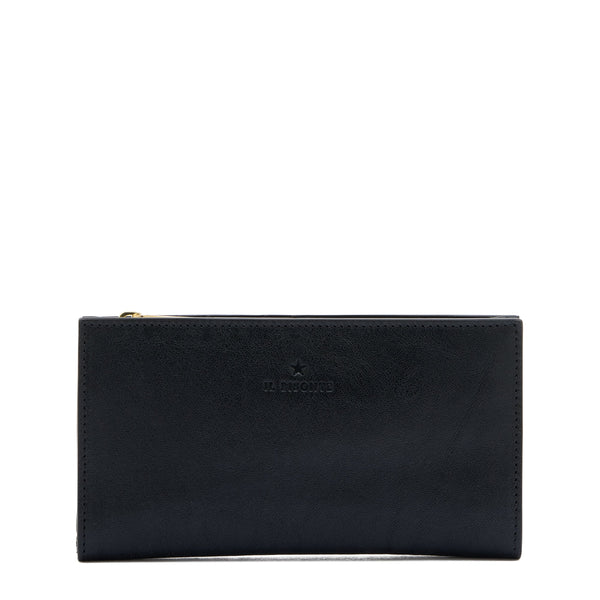 Storia | Portefeuille pour femme en cuir couleur noir — 
front view
