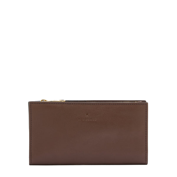 Storia | Women's wallet in leather color brown tabacco — 
front view
