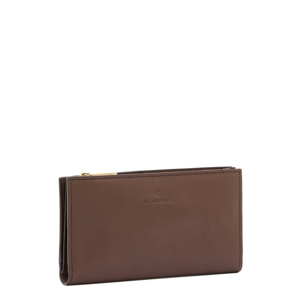 Storia | Women's wallet in leather color brown tabacco — 
side view
