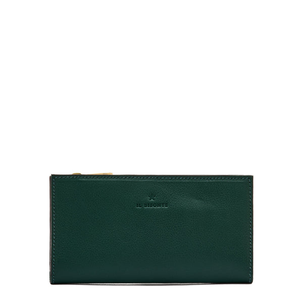 Storia | Portefeuille pour femme en cuir couleur vert oleandro — 
front view
