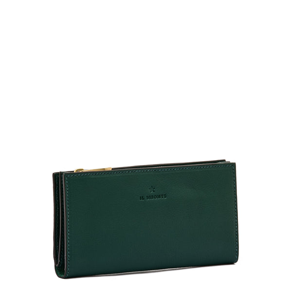 Storia | Portefeuille pour femme en cuir couleur vert oleandro — 
side view
