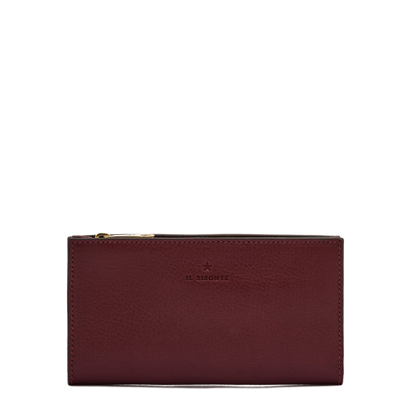 Storia | Portefeuille pour femme en cuir couleur cerise noire — 
front view
