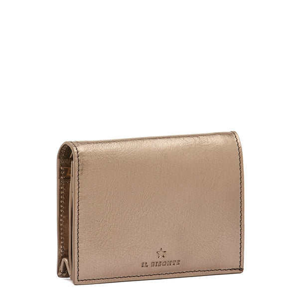 Oliveta | Women's small wallet in metallic leather color metallic bronze