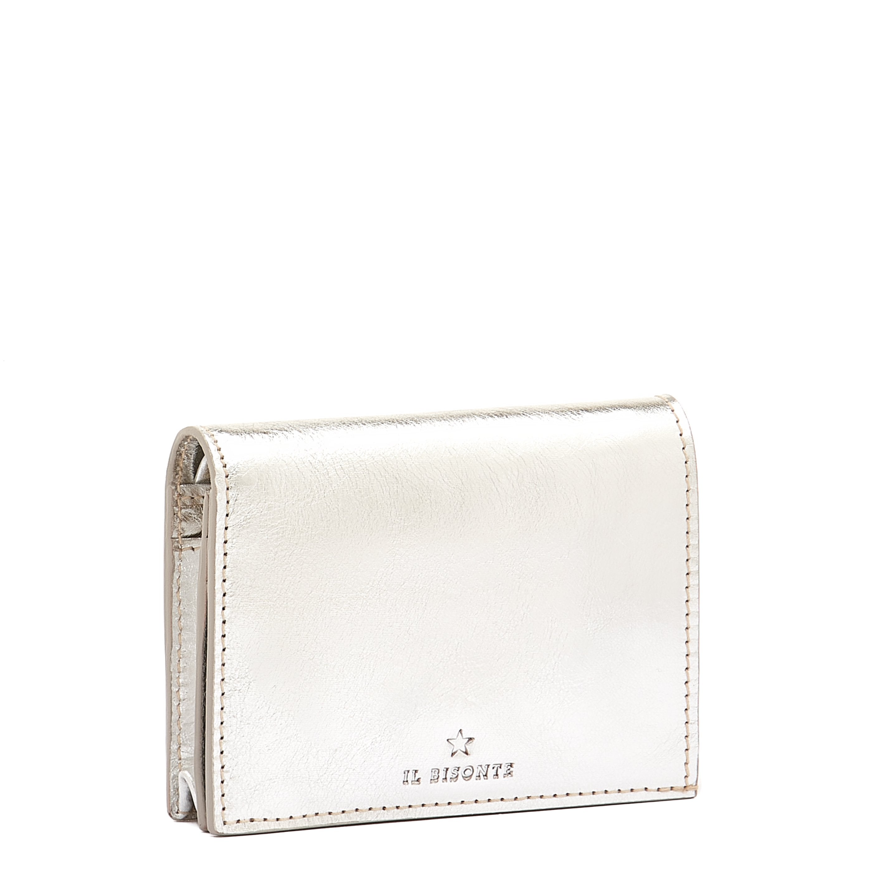 Oliveta | Women's small wallet in metallic leather color metallic silver