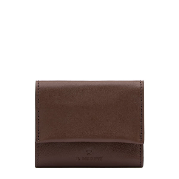 Anna | Portafoglio piccolo da donna in pelle colore marrone tabacco — 
front view
