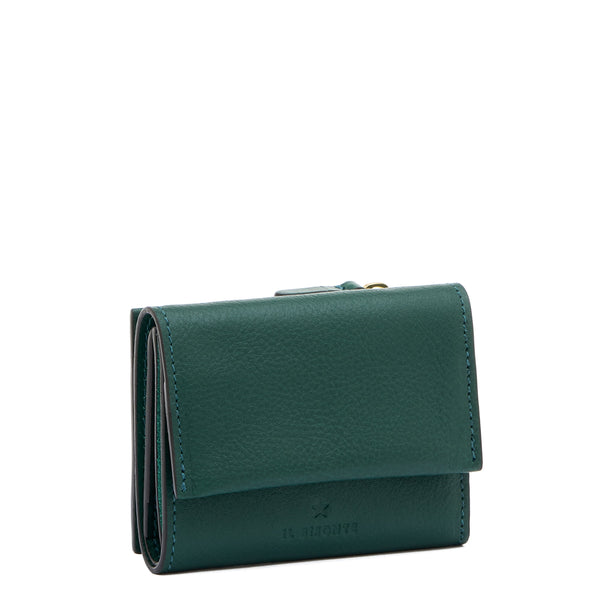 Anna | Portafoglio piccolo da donna in pelle colore verde oleandro — 
side view
