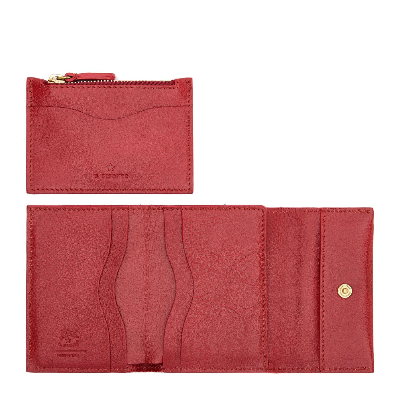 Anna | Portefeuille zippé pour femme en cuir couleur rouge