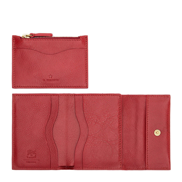 Anna | Portefeuille zippé pour femme en cuir couleur rouge