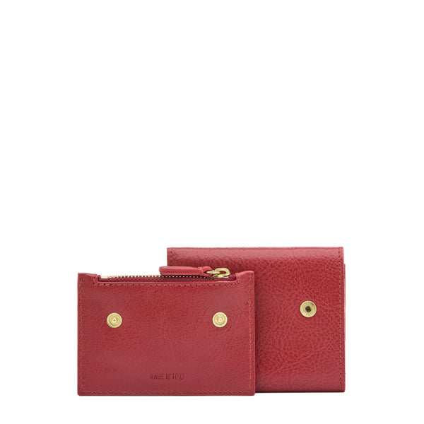 Anna | Portefeuille zippé pour femme en cuir couleur rouge