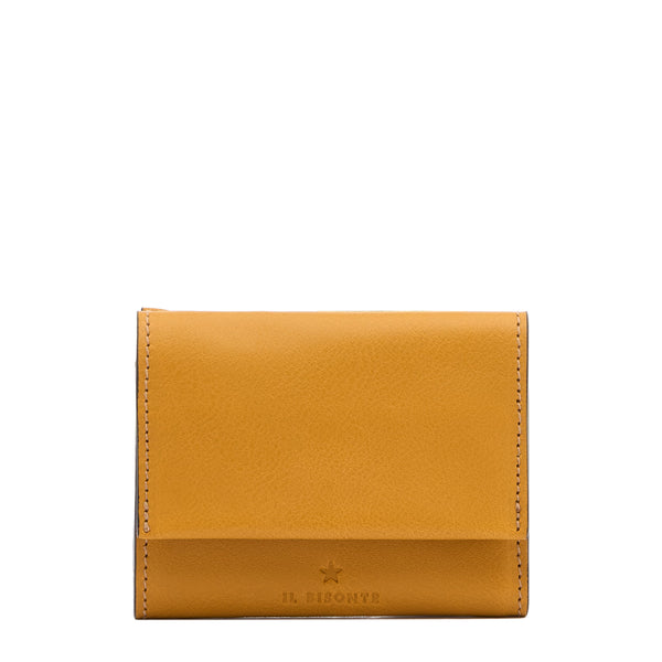Anna | Portafoglio piccolo da donna in pelle colore giallo narciso — 
front view
