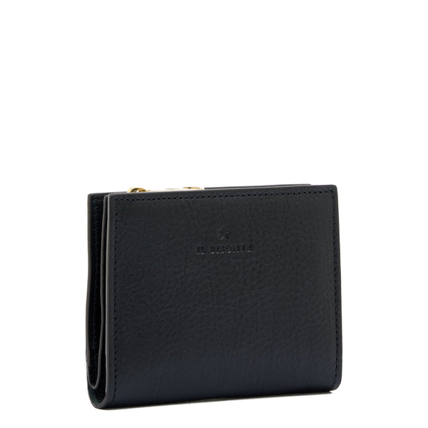 Storia | Portefeuille zippé pour femme en cuir couleur noir — 
side view
