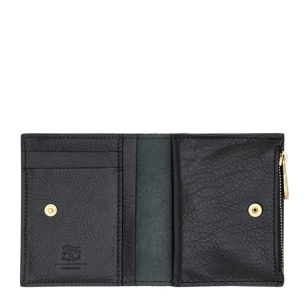 Storia | Portefeuille zippé pour femme en cuir couleur noir