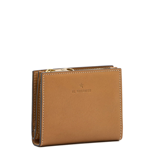 Storia | Portefeuille zippé pour femme en cuir couleur gianduia — 
side view

