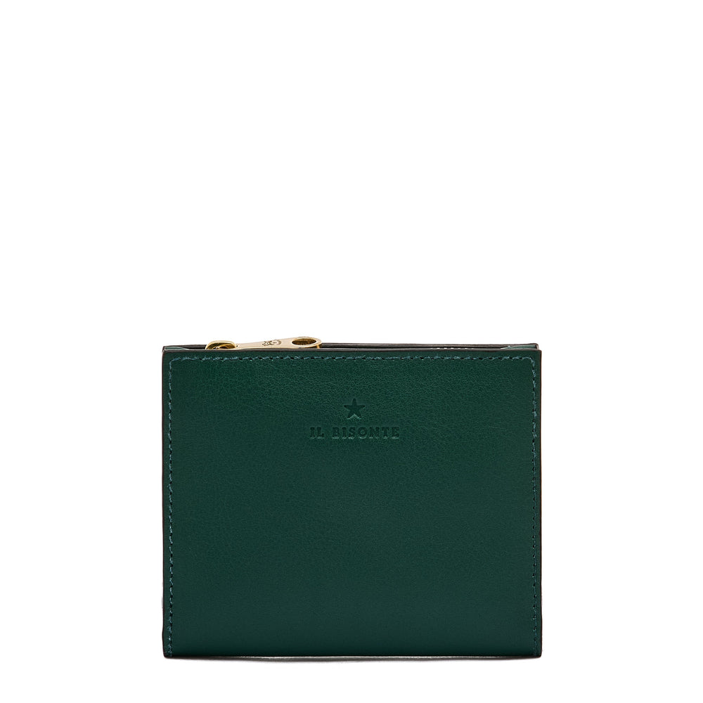 Storia | Portefeuille zippé pour femme en cuir couleur vert oleandro — 
front view
 — 1 of 4
