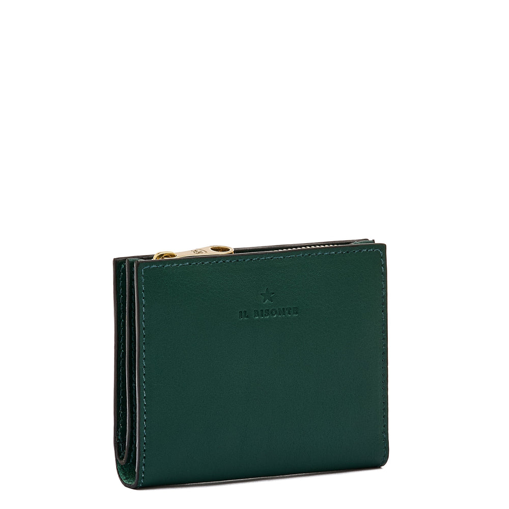 Storia | Portefeuille zippé pour femme en cuir couleur vert oleandro — 
side view
 — 2 of 4