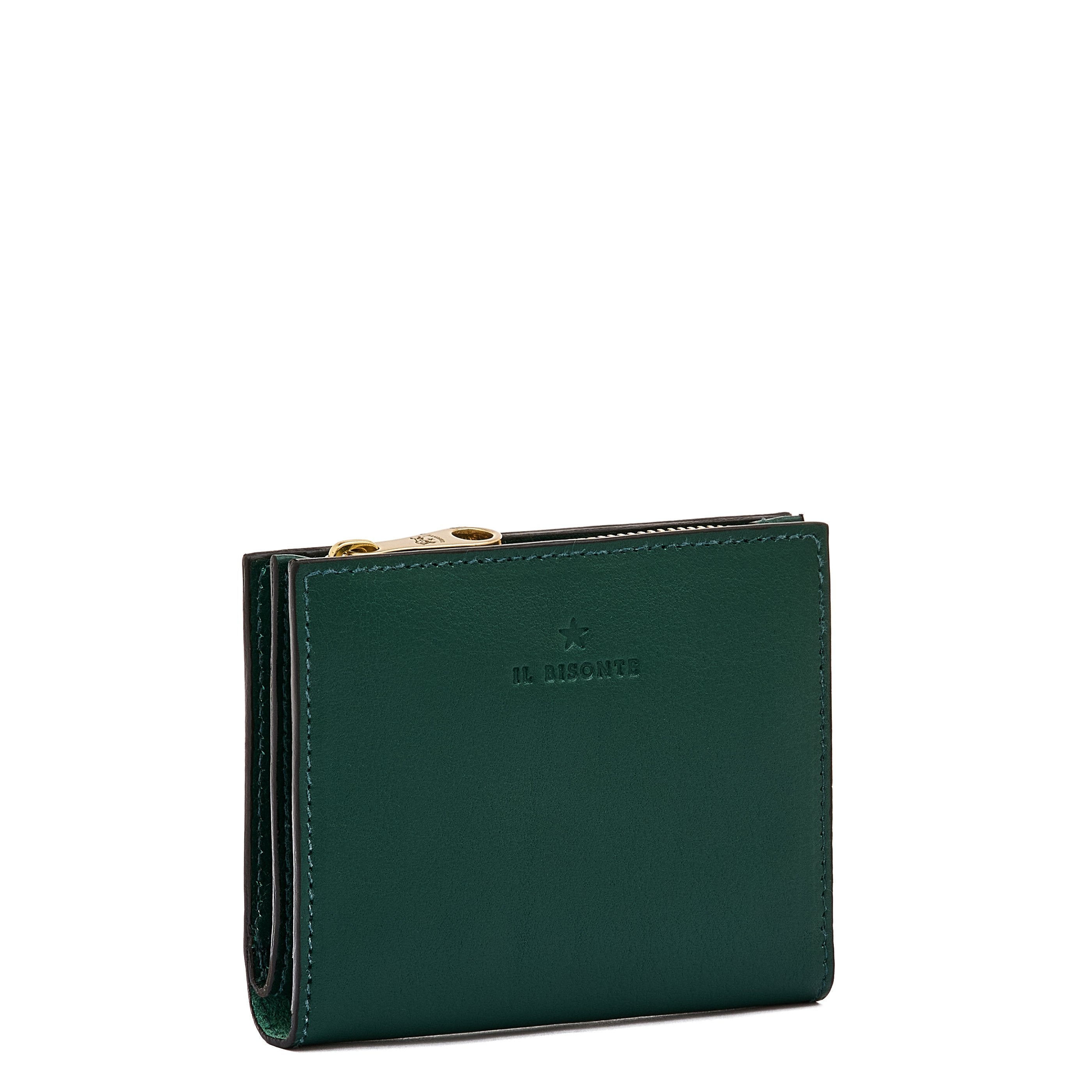 Storia | Portefeuille zippé pour femme en cuir couleur vert oleandro — 
side view
 — 2 of 4