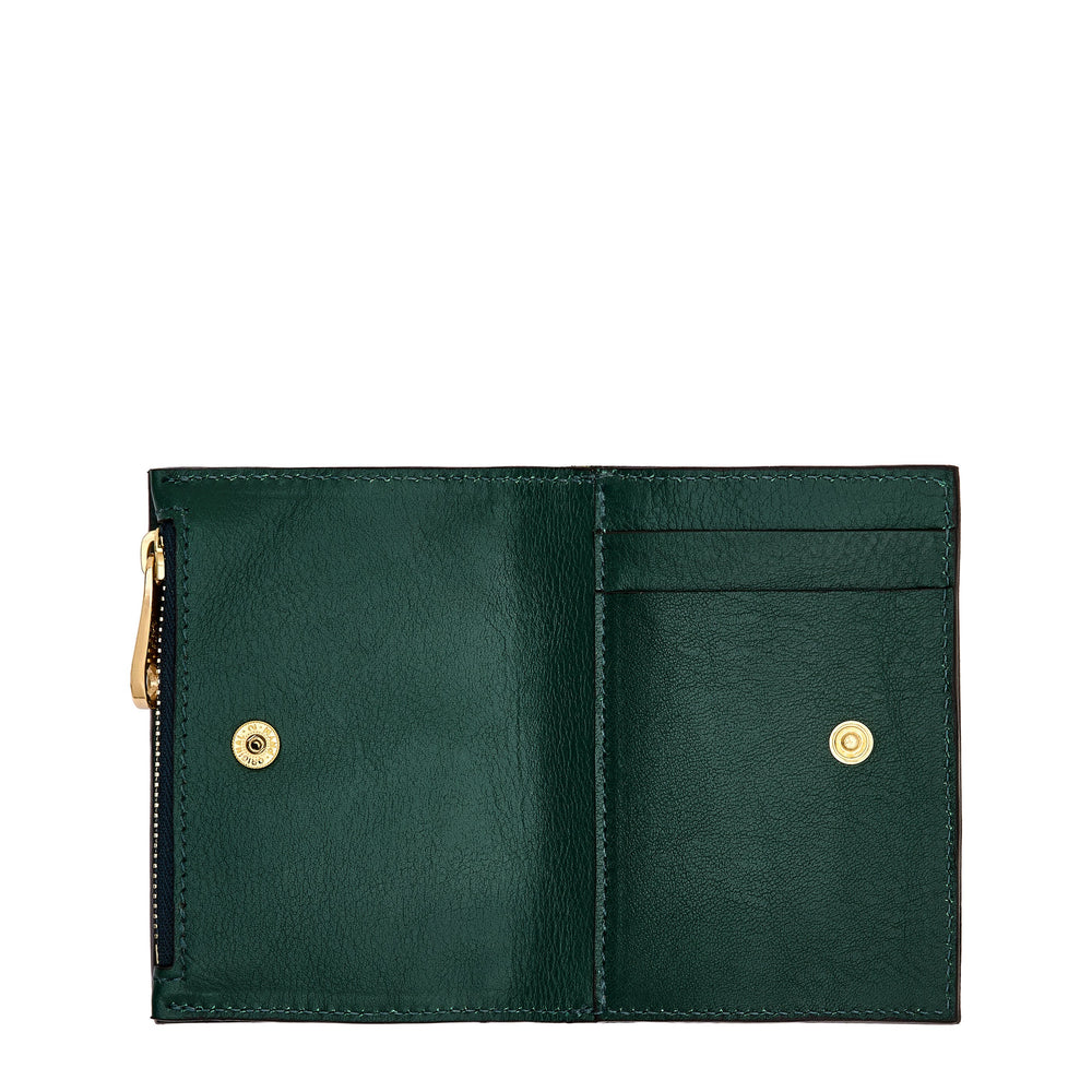 Storia | Portefeuille zippé pour femme en cuir couleur vert oleandro — 
back or detail view
 — 3 of 4