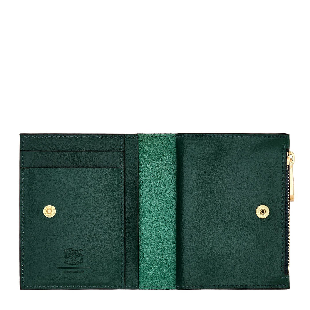 Storia | Portefeuille zippé pour femme en cuir couleur vert oleandro — 
interior detail view
 — 4 of 4