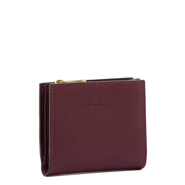 Storia | Portefeuille zippé pour femme en cuir couleur cerise noire — 
side view
