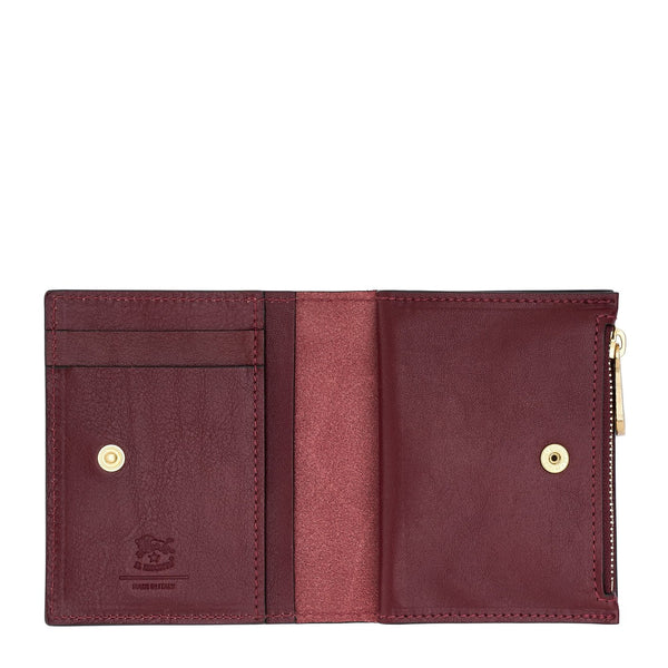 Storia | Portefeuille zippé pour femme en cuir couleur cerise noire