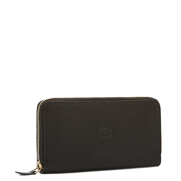 Ametista | Women's zip around wallet in calf leather color black