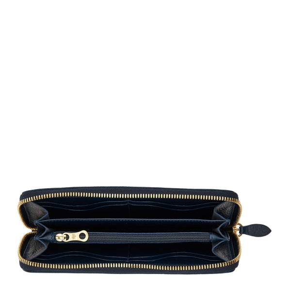 Ametista | Portefeuille zippé pour femme en cuir de veau couleur bleu