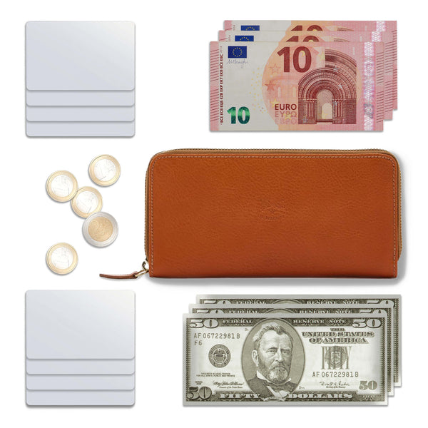 Ametista | Women's zip around wallet in calf leather color caramel