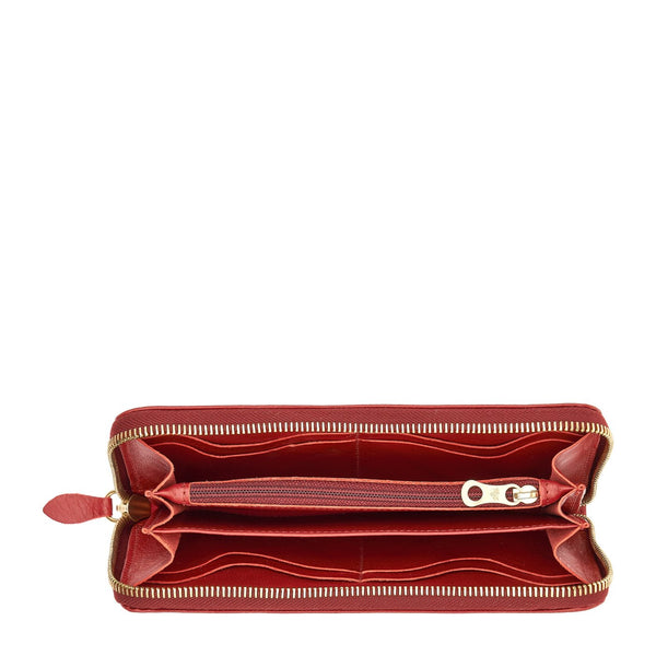Ametista | Portefeuille zippé pour femme en cuir de veau couleur rouge