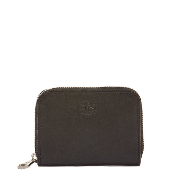 Cestello | Portefeuille zippé pour homme en cuir vintage couleur noir